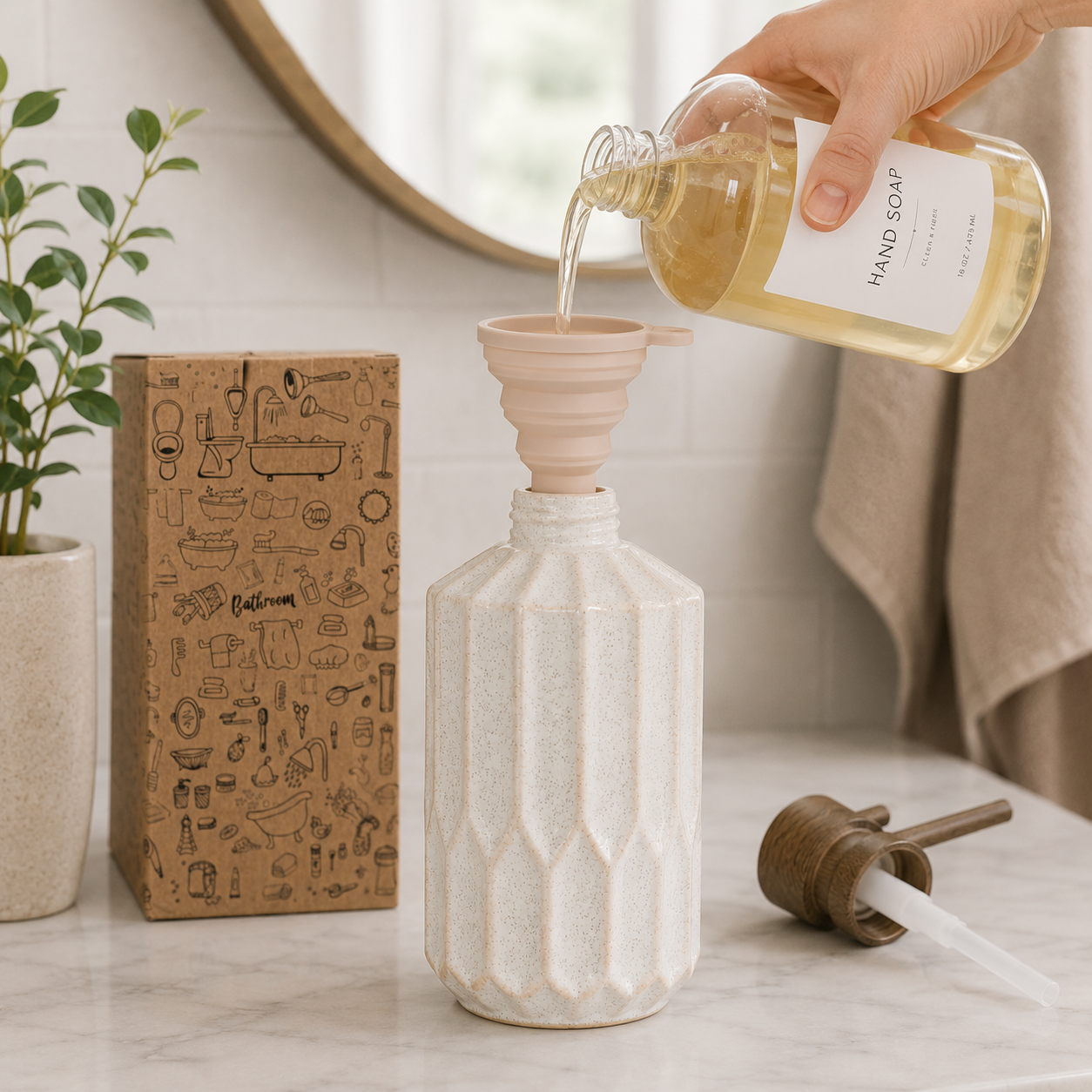 Ceramic Bathroom Soap Dispenser 16 Oz
