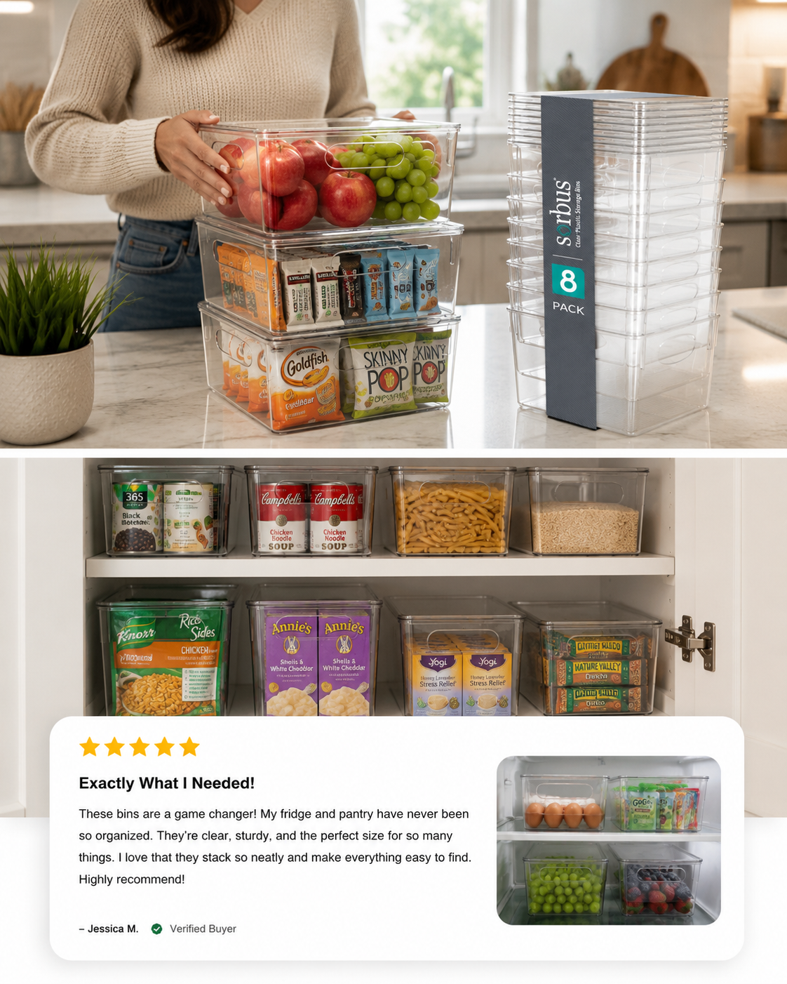 Sorbus Medium Plastic Storage Bins with Lids 8pc