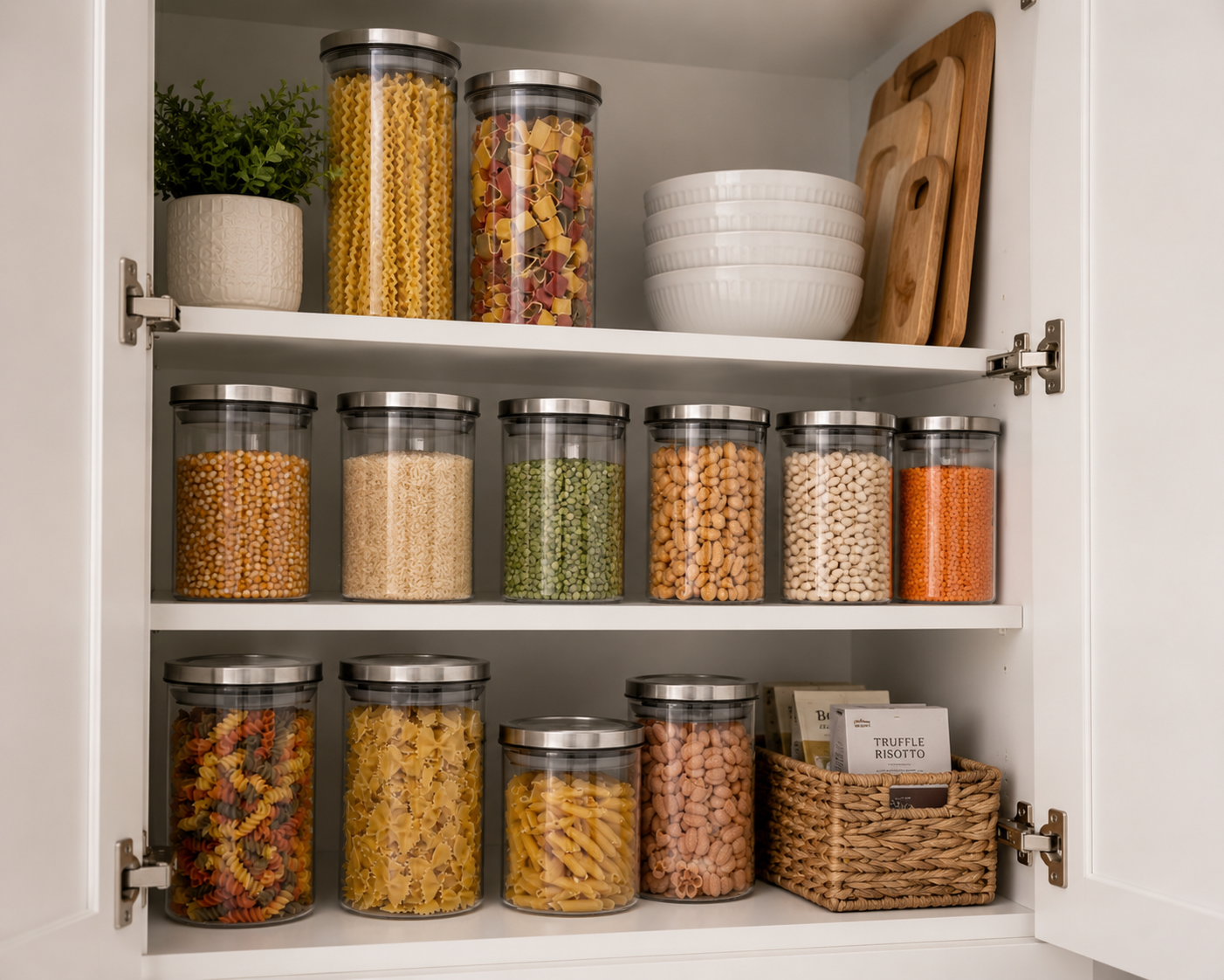 JoyJolt Kitchen Canister Set Glass Jars with Lids 6pc