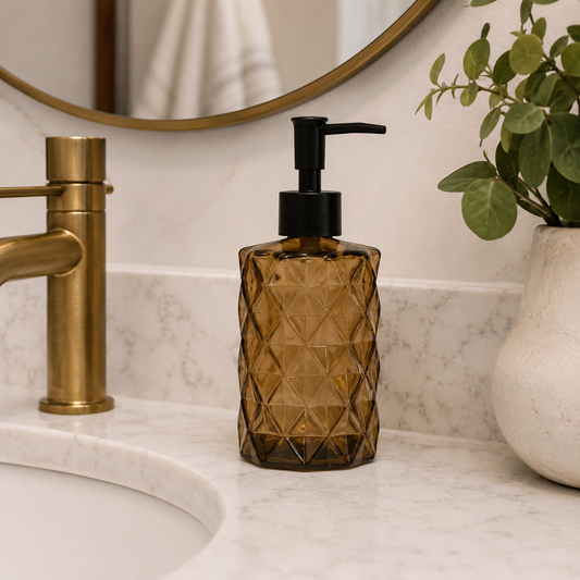 Brown Bathroom Soap Dispenser 12oz Glass