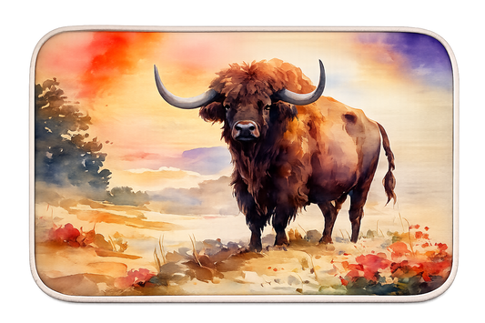 Buffalo Watercolor Dish Drying Mat | Absorbent Kitchen Counter Drying Pad 14" x 22"