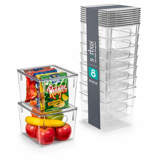 Clear Plastic Storage Organizer Bins | Pantry, Refrigerator & Cabinet Organizer